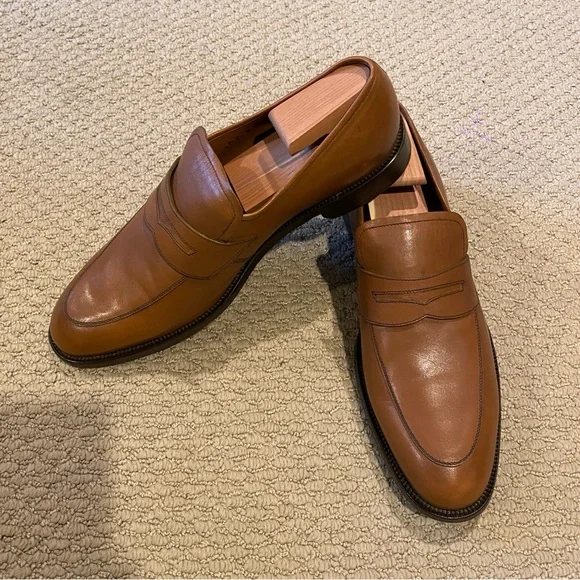 Bally Men’s Salasan Loafers 8.5 EEE Extra Wide Tobacco Brown Calf Leather NWT